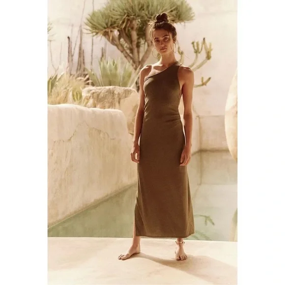 Elegant Pink One-Shoulder Dress by free people Saturday night dress - Picture 4 of 5